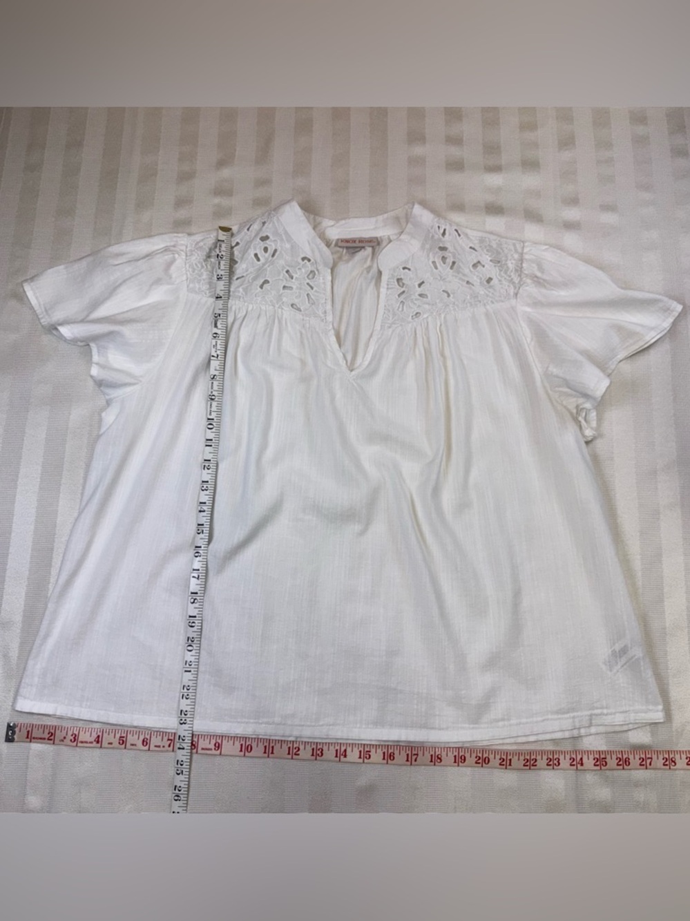 Knox Rose White Embroidered Eyelet Yoke Boho Peasant Blouse XL - Picture 5 of 9